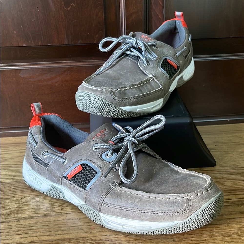 Sperry Sea Kite Sport Moc Boat Shoe Gray and orange  M12 EU46